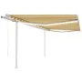 Automatic awning LED wind sensor yellow white 4.5x3 m by vidaXL, Awnings - Ref: Foro24-3069973, Price: 681,15 €, Discount: %