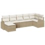 Conjunto de Sofá de Jardín de 7 Piezas con Cojines Beige de