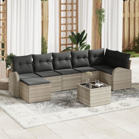 Conjunto de Sofá de Jardín de 8 Piezas con Cojines Gris Poliratán von , Outdoor-Sofas - Ref: Foro24-3346142, Preis: 542,54 €,...