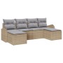 Juego de Sofás de Jardín de 6 Piezas con Cojines Beige de Poliratán by , Outdoor sofas - Ref: Foro24-3346150, Price: 355,50 €...