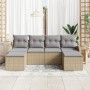 Juego de Sofás de Jardín de 6 Piezas con Cojines Beige de Poliratán by , Outdoor sofas - Ref: Foro24-3346150, Price: 355,50 €...
