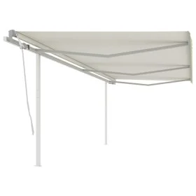 Manual retractable awning with cream poles 6x3 m by vidaXL, Awnings - Ref: Foro24-3069997, Price: 659,34 €, Discount: %