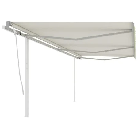Toldo retráctil manual con postes crema 6x3 m de vidaXL, Toldos - Ref: Foro24-3069997, Precio: 659,28 €, Descuento: %