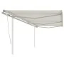 Manual retractable awning with cream poles 6x3 m by vidaXL, Awnings - Ref: Foro24-3069997, Price: 659,34 €, Discount: %