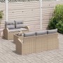 Conjunto de sofá de jardín 6 pcs Beige 55 x 55 x 37 cm