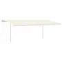 Manual retractable awning with cream poles 6x3 m by vidaXL, Awnings - Ref: Foro24-3069997, Price: 659,34 €, Discount: %