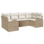 Conjunto de Sofá de Jardín de 6 Piezas con Cojines Beige Ratán Poliéster by , Outdoor sofas - Ref: Foro24-3346181, Price: 432...