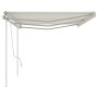 Manual retractable awning with cream poles 6x3 m by vidaXL, Awnings - Ref: Foro24-3069997, Price: 684,10 €, Discount: %