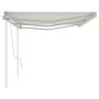 Manual retractable awning with cream poles 6x3 m by vidaXL, Awnings - Ref: Foro24-3069997, Price: 659,34 €, Discount: %