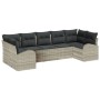 Juego de Sofás de Jardín Juego de 7 Cojines Negros, Estructura Beige von , Outdoor-Sofas - Ref: Foro24-3346192, Preis: 536,18...