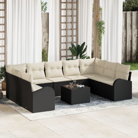 Juego de Sofá de Jardín de 9 Piezas con Cojines de Ratán Poliéster Marrón von , Outdoor-Sofas - Ref: Foro24-3346207, Preis: 5...