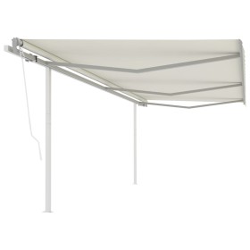 Automatic retractable awning with cream poles 6x3 m by vidaXL, Awnings - Ref: Foro24-3070007, Price: 639,44 €, Discount: %