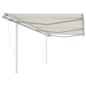 Automatic retractable awning with cream poles 6x3 m by vidaXL, Awnings - Ref: Foro24-3070007, Price: 651,57 €, Discount: %