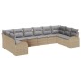 Juego de sofá de jardín de 10 piezas con cojines beige de poliratán de , Sofás de exterior - Ref: Foro24-3346220, Precio: 641...