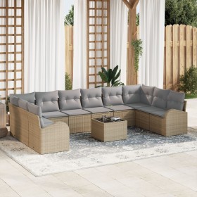 Juego de Sofá de Jardín de 11 Piezas con Cojines Negros de Poliratán von , Outdoor-Sofas - Ref: Foro24-3346230, Preis: 690,21...