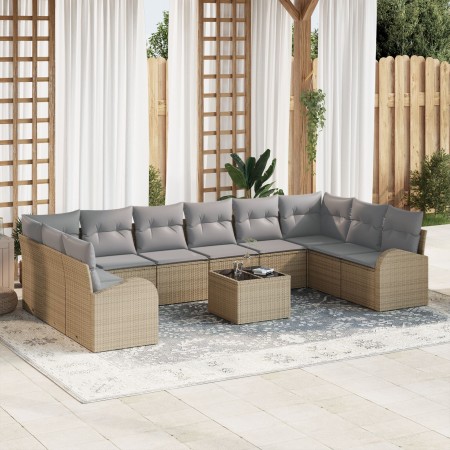 Juego de Sofá de Jardín de 11 Piezas con Cojines Negros de Poliratán von , Outdoor-Sofas - Ref: Foro24-3346230, Preis: 690,21...