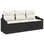 Juego de Sofá de Jardín de 3 Piezas con Cojines Negro Ratán Poli von , Outdoor-Sofas - Ref: Foro24-3346577, Preis: 214,05 €, ...