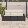 Juego de Sofá de Jardín de 3 Piezas con Cojines Negro Ratán Poli von , Outdoor-Sofas - Ref: Foro24-3346577, Preis: 214,05 €, ...