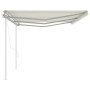 Automatic retractable awning with cream poles 6x3 m by vidaXL, Awnings - Ref: Foro24-3070007, Price: 640,92 €, Discount: %