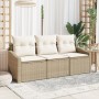 Set de Sofá de Jardín de 3 Piezas con Cojines Beige Polirratán by , Outdoor sofas - Ref: Foro24-3346581, Price: 222,53 €, Dis...
