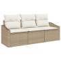 Set de Sofá de Jardín de 3 Piezas con Cojines Beige Polirratán by , Outdoor sofas - Ref: Foro24-3346581, Price: 222,53 €, Dis...