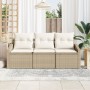 Set de Sofá de Jardín de 3 Piezas con Cojines Beige Polirratán by , Outdoor sofas - Ref: Foro24-3346581, Price: 222,53 €, Dis...