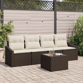 Juego de sofá de jardín de 5 piezas con cojines marrón poliratán by , Outdoor sofas - Ref: Foro24-3346588, Price: 311,44 €, D...