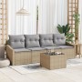 Juego de Sofá de Jardín de 5 Piezas con Cojines Beige Poliratán by , Outdoor sofas - Ref: Foro24-3346590, Price: 318,46 €, Di...