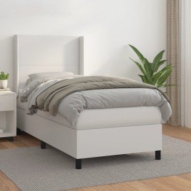 Cama box spring con colchón cuero sintético blanco 80x200 cm en Camas y somieres | Comprar online en Foro24
