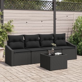 Juego de Sofás de Jardín de 5 Piezas con Cojines Negro Poliratán by , Outdoor sofas - Ref: Foro24-3346593, Price: 317,56 €, D...
