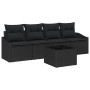 Juego de Sofás de Jardín de 5 Piezas con Cojines Negro Poliratán by , Outdoor sofas - Ref: Foro24-3346593, Price: 317,56 €, D...