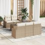 Juego de Sofás de Jardín de 6 Piezas con Cojines Beige Ratán Poliéster by , Outdoor sofas - Ref: Foro24-3346601, Price: 444,2...
