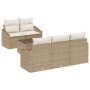 Juego de Sofás de Jardín de 6 Piezas con Cojines Beige Ratán Poliéster by , Outdoor sofas - Ref: Foro24-3346601, Price: 444,2...