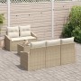 Juego de Sofás de Jardín de 6 Piezas con Cojines Beige Ratán Poliéster by , Outdoor sofas - Ref: Foro24-3346601, Price: 444,2...
