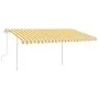 Manual retractable awning with yellow and white LED 4x3.5 m by vidaXL, Awnings - Ref: Foro24-3070023, Price: 467,37 €, Discou...