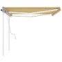 Manual retractable awning with yellow and white LED 4x3.5 m by vidaXL, Awnings - Ref: Foro24-3070023, Price: 491,88 €, Discou...