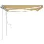 Manual retractable awning with yellow and white LED 4x3.5 m by vidaXL, Awnings - Ref: Foro24-3070023, Price: 467,37 €, Discou...