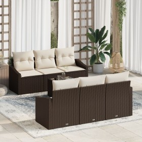 Juego de Sofás de Jardín de 7 Piezas con Cojines de Ratán Sintético Marrón by , Outdoor sofas - Ref: Foro24-3346608, Price: 4...