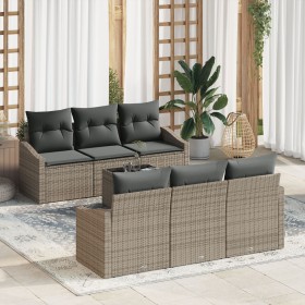 Juego de Sofá de Jardín de 7 Piezas con Cojines Gris Ratán Poliéster by , Outdoor sofas - Ref: Foro24-3346609, Price: 472,11 ...