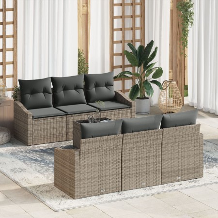 Juego de Sofá de Jardín de 7 Piezas con Cojines Gris Ratán Poliéster by , Outdoor sofas - Ref: Foro24-3346609, Price: 472,11 ...