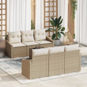 Juego de Sofá de Jardín de 7 Piezas con Cojines Beige Poliratán de , Sofás de exterior - Ref: Foro24-3346611, Precio: 491,71 ...