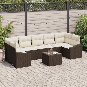 Juego de Sofá de Jardín de 8 Piezas con Cojines Marrón de Poliratán by , Outdoor sofas - Ref: Foro24-3346638, Price: 555,83 €...