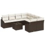 Juego de Sofá de Jardín de 9 Piezas con Cojines Ratán Poliéster Marrón by , Outdoor sofas - Ref: Foro24-3346658, Price: 584,1...