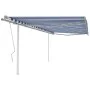 Manual retractable awning with blue and white poles 4.5x3.5 m by vidaXL, Awnings - Ref: Foro24-3070036, Price: 478,42 €, Disc...