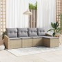 Juego de Sofá de Jardín de 5 Piezas con Cojines Beige de Ratán Sintético by , Outdoor sofas - Ref: Foro24-3346680, Price: 308...
