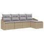 Juego de Sofá de Jardín de 5 Piezas con Cojines Beige de Ratán Sintético by , Outdoor sofas - Ref: Foro24-3346680, Price: 308...