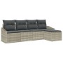 Juego de Sofá de Jardín de 5 Piezas con Cojines Ratán Poliéster Gris Claro by , Outdoor sofas - Ref: Foro24-3346682, Price: 3...