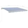 Manual retractable awning with blue and white poles 4.5x3.5 m by vidaXL, Awnings - Ref: Foro24-3070036, Price: 478,42 €, Disc...