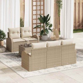 Conjunto de sofá de jardín 6 pcs Beige 55 x 55 x 37 cm