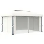 Pavillon mit Vorhang und LED-Streifen aus cremefarbenen Aluminiumlichtern 4x3 m von vidaXL, Zelte und Pavillons - Ref: Foro24...